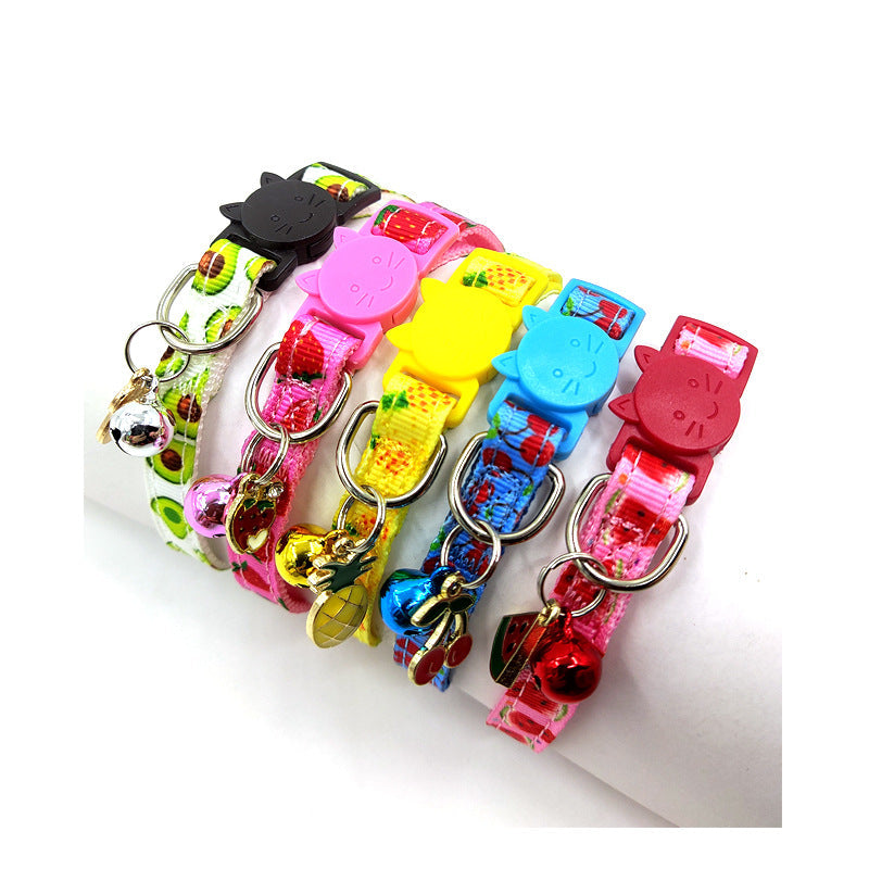 Adjustable Nylon Pet Collar – Fruit Print