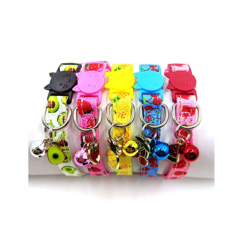 Adjustable Nylon Pet Collar – Fruit Print