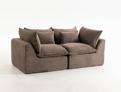 74.8-Inch Khaki Corduroy Oversized Cloud Modular Sectional Sofa