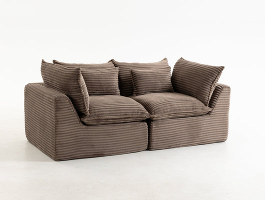 74.8-Inch Khaki Corduroy Oversized Cloud Modular Sectional Sofa