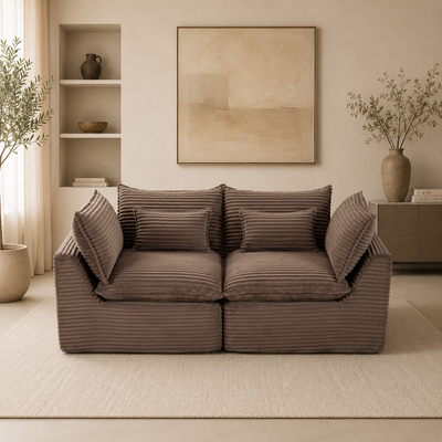 74.8-Inch Khaki Corduroy Oversized Cloud Modular Sectional Sofa