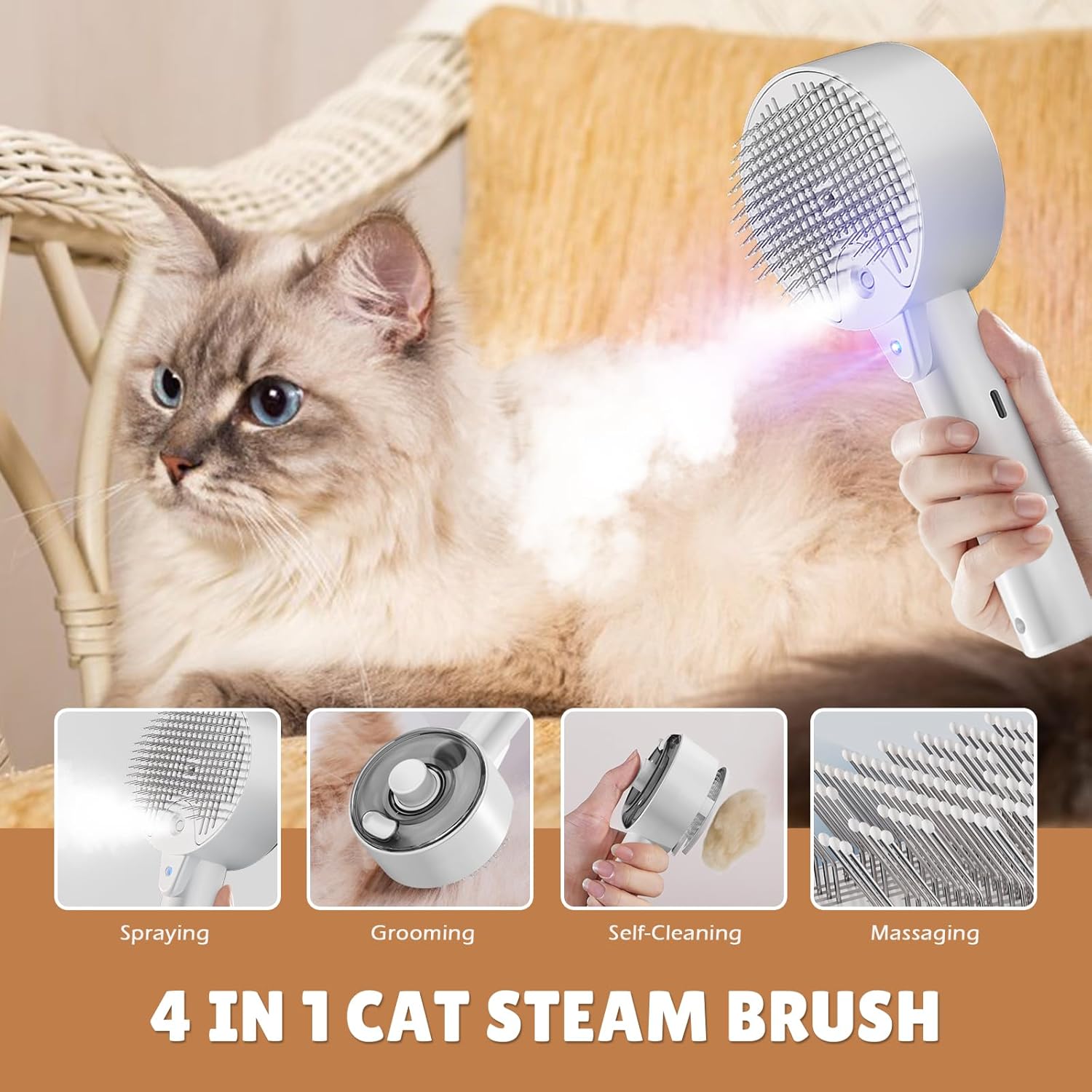 4-in-1 Cat Mist Grooming Brush