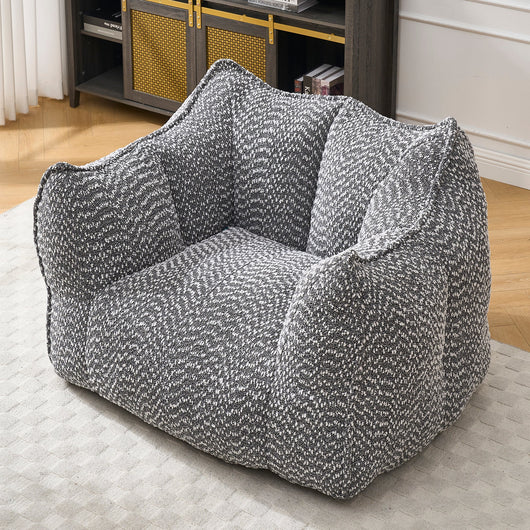 Grey Chenille Foam-Filled Lazy Sofa Chair for Living Room