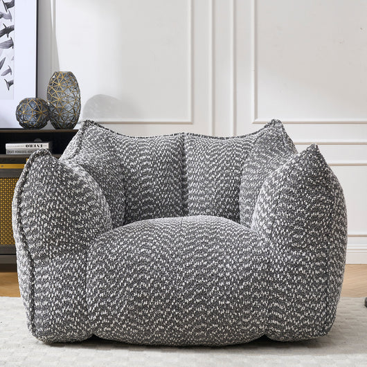 Grey Chenille Foam-Filled Lazy Sofa Chair for Living Room