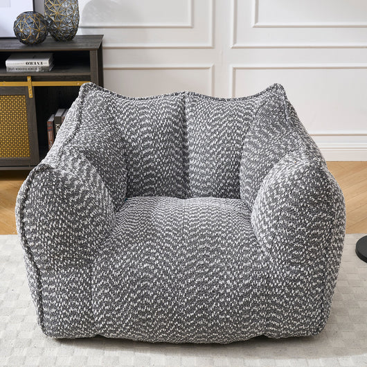 Grey Chenille Foam-Filled Lazy Sofa Chair for Living Room