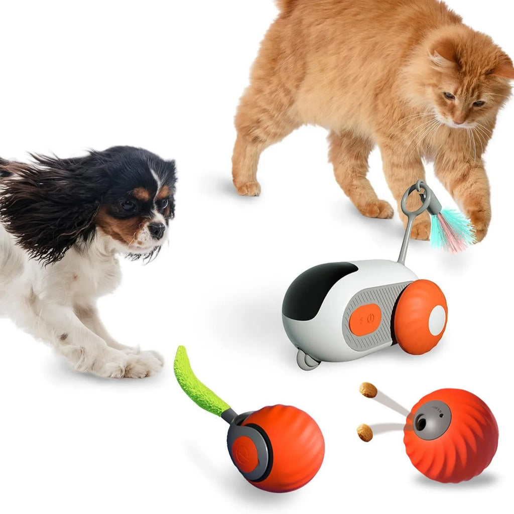 Interactive Remote-Controlled Cat Toy – Racing Car with Feather Teaser & Rat Design