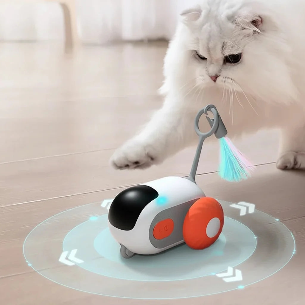 Interactive Remote-Controlled Cat Toy – Racing Car with Feather Teaser & Rat Design