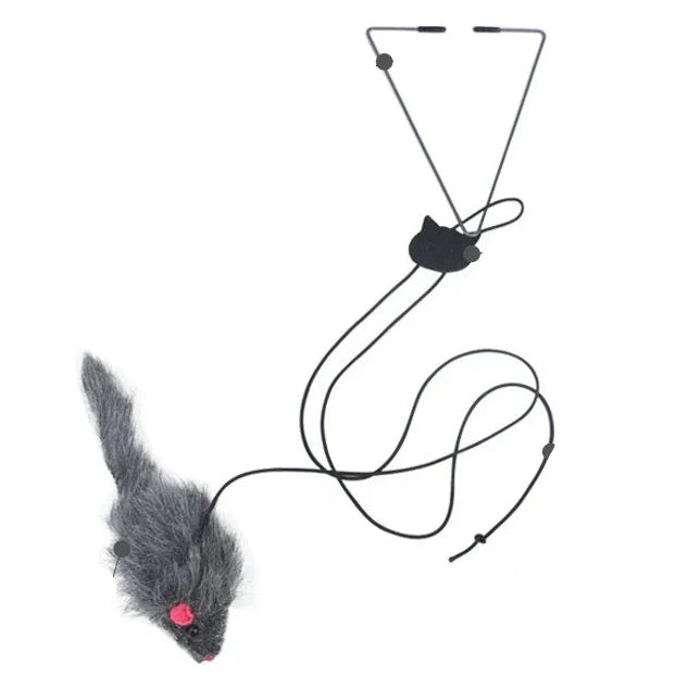 Interactive Cat Mouse Toy – Hanging Retractable Teaser Stick with Scratch Rope