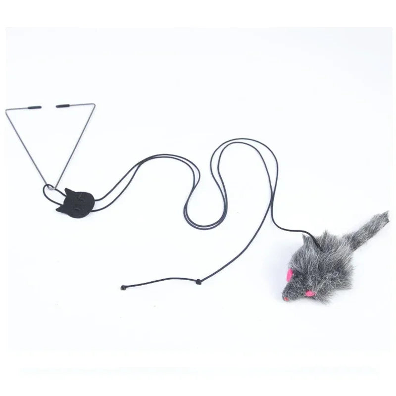 Interactive Cat Mouse Toy – Hanging Retractable Teaser Stick with Scratch Rope