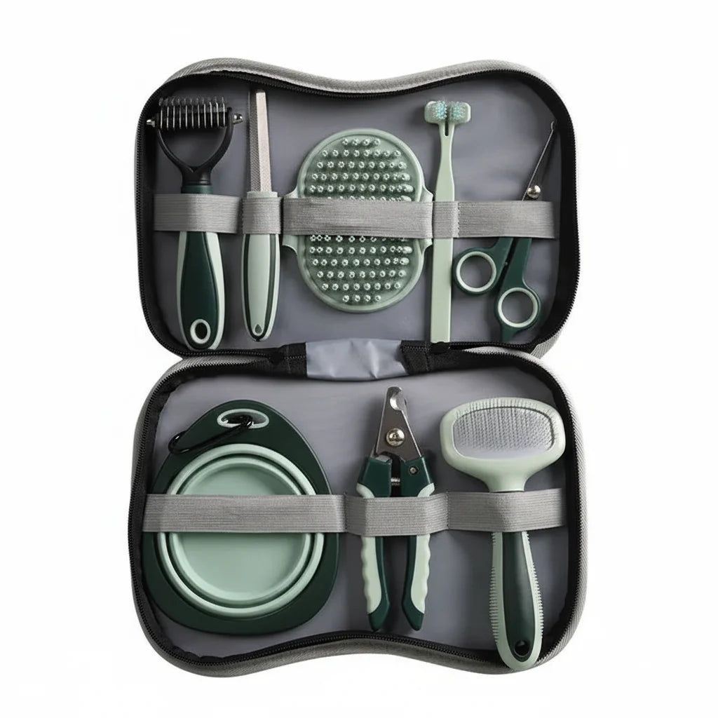 Vivitail Capsule 8-in-1 Pet Grooming Kit for Dogs & Cats – Complete Grooming with Hair Remover, Brushes, Nail Care & Dental Tools