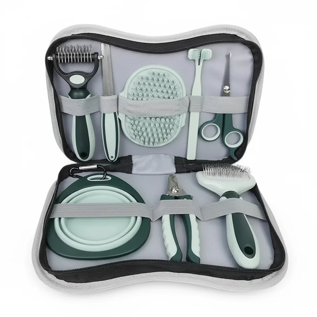 Vivitail Capsule 8-in-1 Pet Grooming Kit for Dogs & Cats – Complete Grooming with Hair Remover, Brushes, Nail Care & Dental Tools