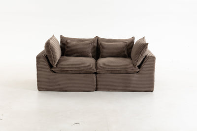 74.8-Inch Khaki Corduroy Oversized Cloud Modular Sectional Sofa